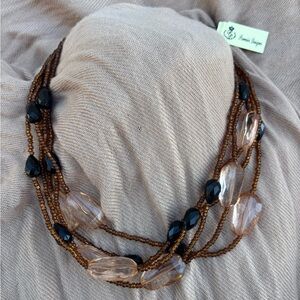 Elegant Brown and Black Beaded Necklace